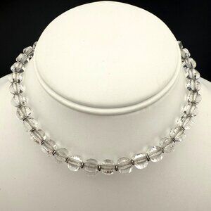 Vintage Simmons Sterling Necklace Clear Glass Beads Adjustable Chain‎ Jewelry